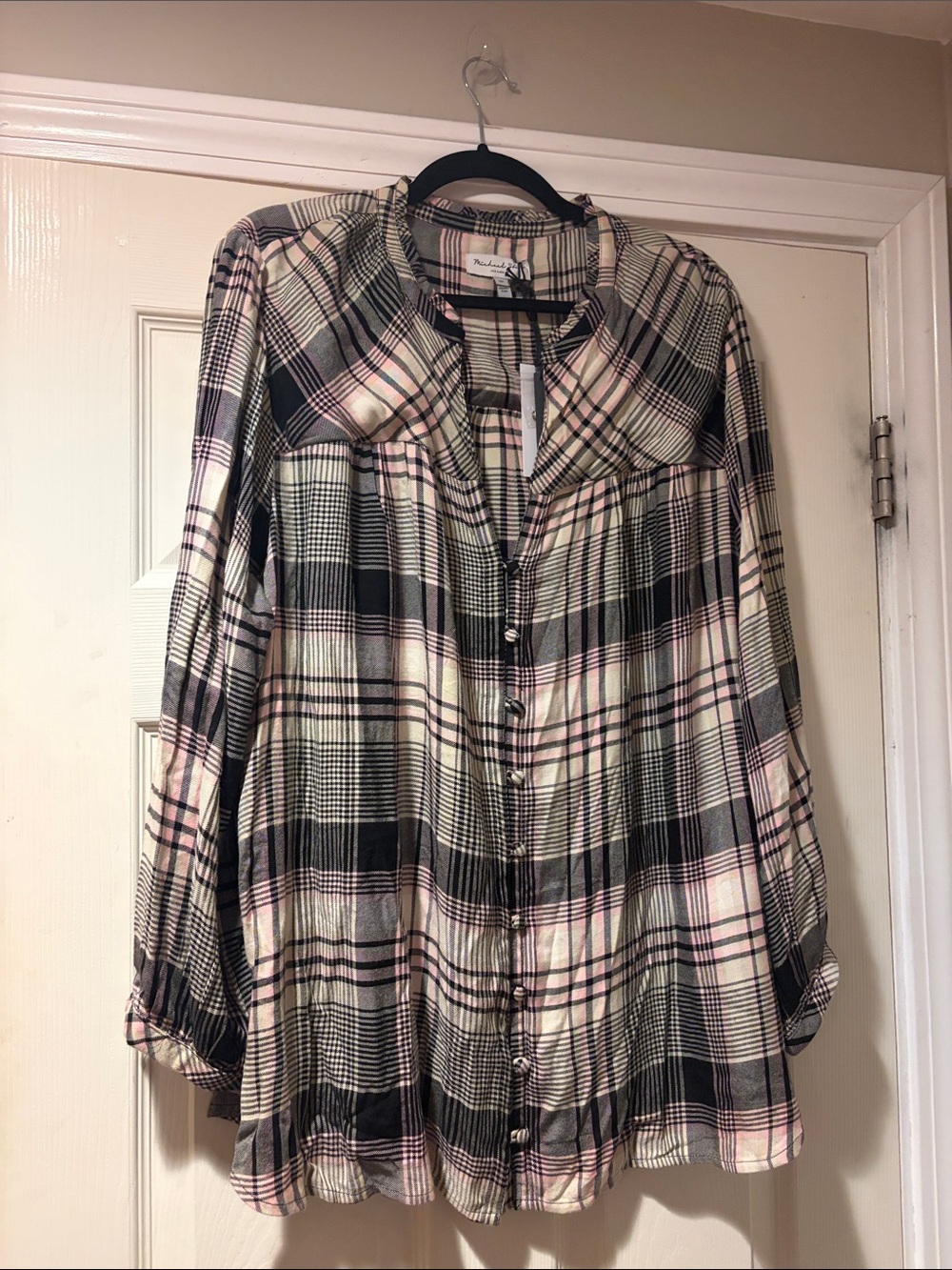 Michael Stars Issa Blouse Plaid Button-Down Shirt in 2X